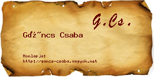 Gáncs Csaba névjegykártya