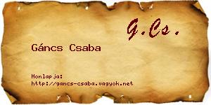 Gáncs Csaba névjegykártya